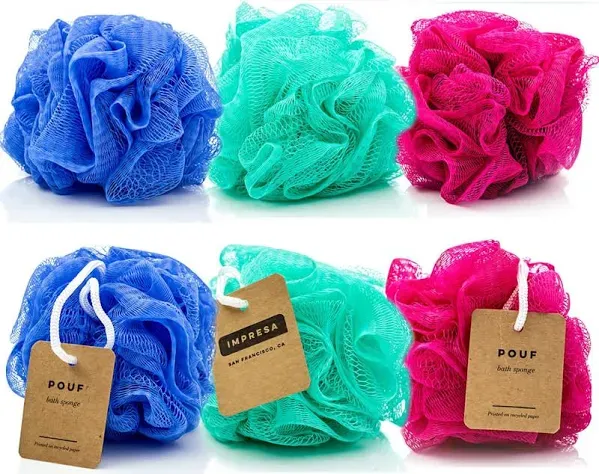 Eco-Friendly Loofah/Loofa/M<wbr/>esh Bath and Shower Sponge, 6-Pack - Bulk Body Puffs