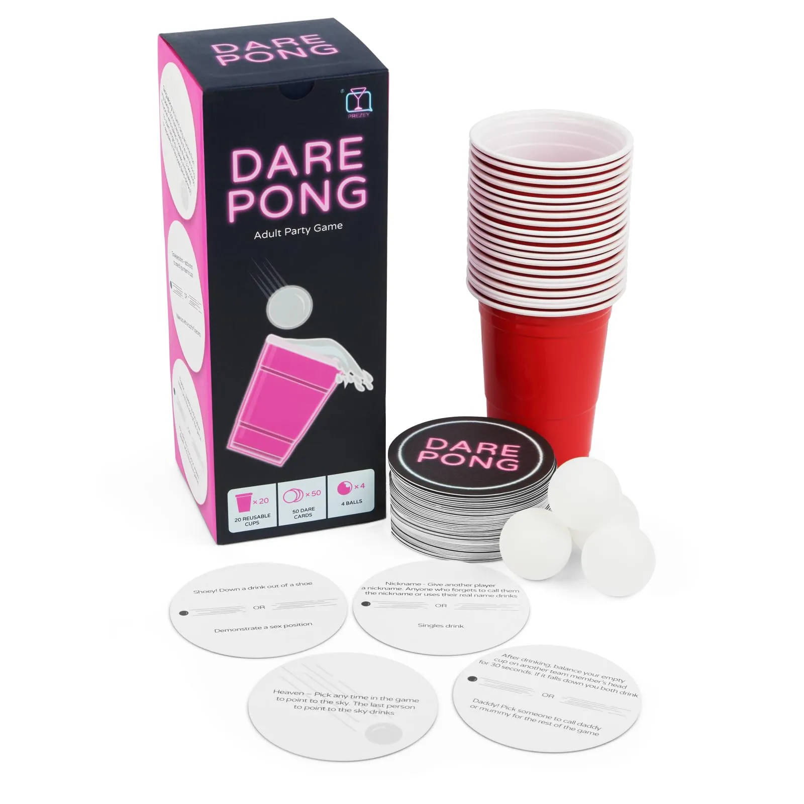 Dare Pong - Drinking Game for Adults, Bachelorette Party Games, Adult Party... 