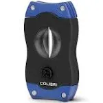 Colibri Premium V-Cut Cigar Cutter - Ergonomic Stainless Steel Spring-Loaded Blade, Ideal for up to 60+ Ring Gauge - Gift for Cigar Enthusiasts (Black)