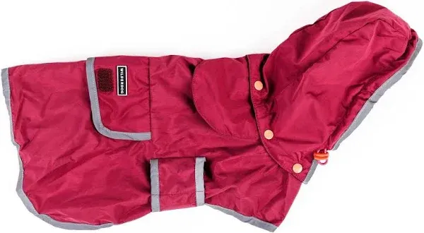 Wilderdog Dog Jacket Waterproof Raincoat with Breathable Interior, Removable Hood, Torso Strap, Secure Closures, Back Pocket and Two Hanging Loops, Foldable into Back Pocket