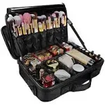 JOURMON Makeup Bag 3 Layers Travel Makeup Train Case 13.4 Cosmetic Case Organizer Portable Professional Makeup Artist Storage Bag with Adjustable Dividers An