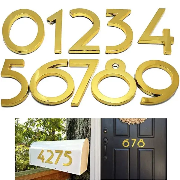 Diggoo 20 Pack Mailbox Numbers 0-9, 2 Inch High, Door Address Numbers Stickers for Apartment, House, Room, Office, Cars, Trucks, Gold Plating Process Number Sign