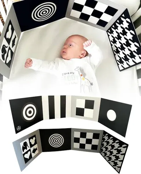 Board for Babies - Supersized Black and White Baby Cards for Developmental Newborn Tummy Time Toys - 100cm Newborn Black & White Toys for 0-3 Months & Older - Thick Stand Up Board No. 1