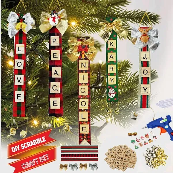 Cheerin DIY Christmas Ornaments Scrabble Tiles for Crafts and Stocking Name Tags