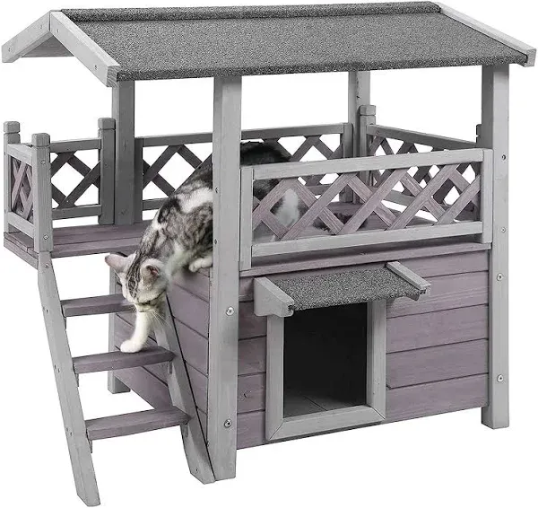 Outdoor Cat House Weatherproof outside Feral Cat House Two Story with Waterproof