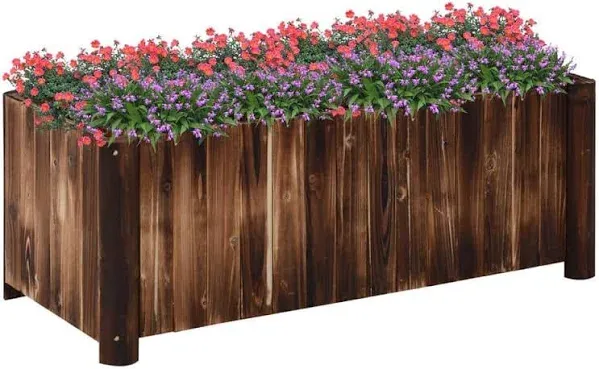 Outsunny Elevated Garden Beds 48&#034;X20&#034;X20&#034; Wooden Rectangular Oak Natural 1 Tier