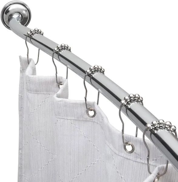 Curved Shower Curtain Rod In Satin Nickel, Adjustable Length 42-72 in.