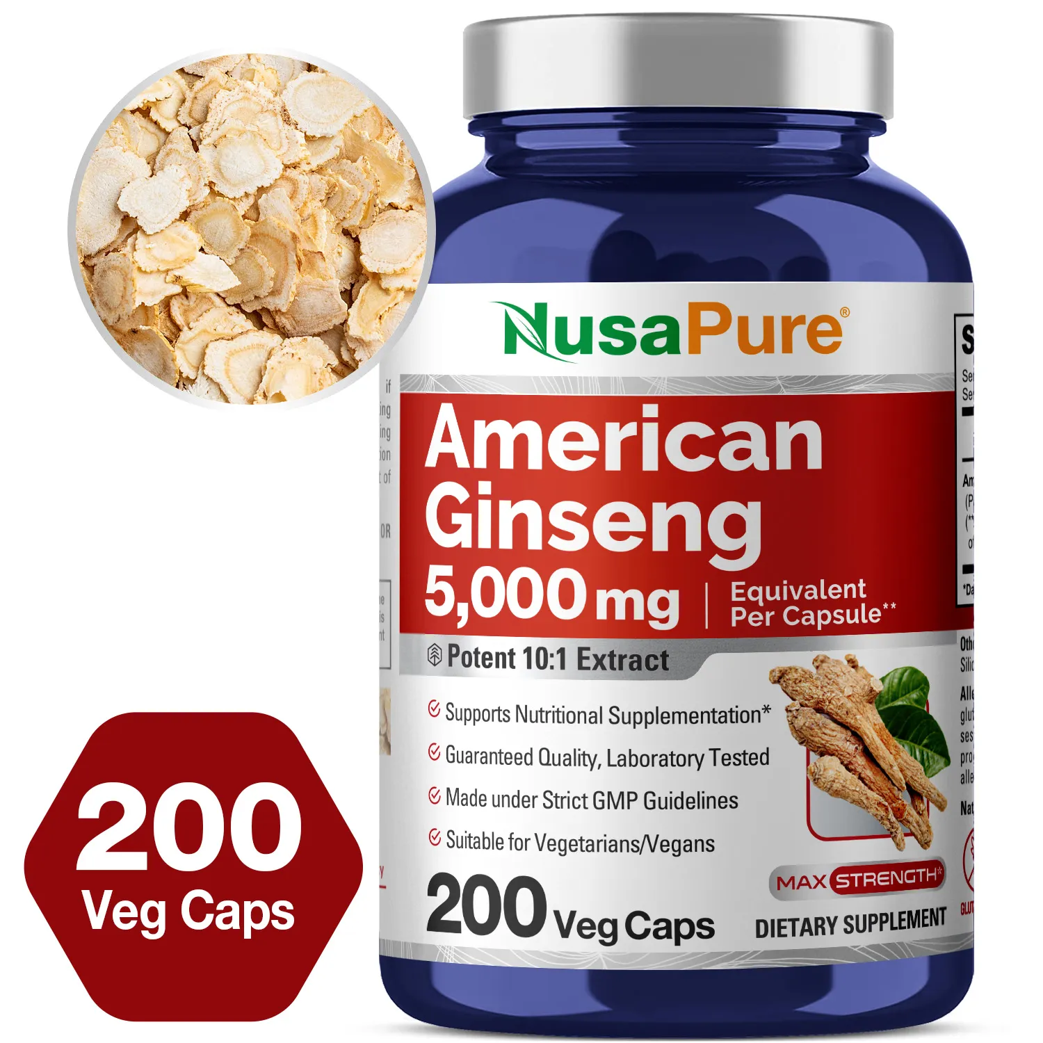 American Ginseng 5000 mg Veggie Capsules