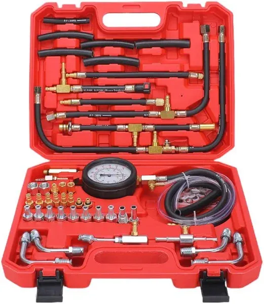 Fuel Injection Pressure Tester Kit 0-140 PSI Pro Auto Fuel Pressure Gauge for Fits Most Cars and Trucks