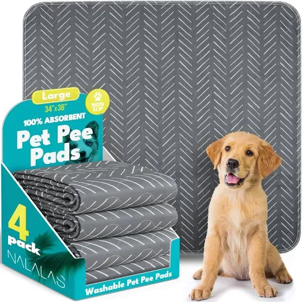 NALALAS Washable Pee Pads for Dogs - Reusable Puppy Pads, Waterproof Training Mats, Non-Slip Dog Bed Pads, 34"x36" Ultra Absorbent Whelping Pads