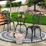 Nuu Garden 3-Piece Cast Aluminum Patio Bistro Set Rust-Proof Outdoor Furniture Set