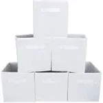  Set of 6 Foldable Fabric Basket Bins, 10.5x11x10.5 Inch (Pack of 6) White