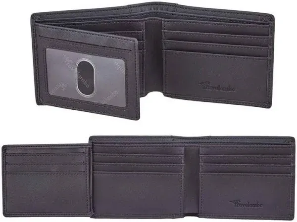 Travelambo Genuine Leather Rfid Blocking Wallets Mens Wallet Bifold Left ID