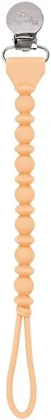 Itzy Ritzy Silicone Pacifier Clip; 100% Food Grade Silicone Pacifier Strap with Clip Keeps Pacifiers, Teethers & Small Toys in Place; Features One-Piece Design & Silicone Cord (Apricot)