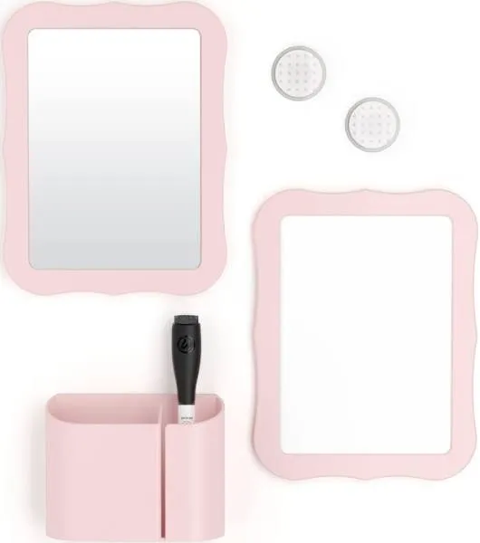 U Brands Locker Accessories Kit, Back to School Essentials, Blush, 6-Piece, Includes Whiteboard, Mirror, and Organizing Supplies