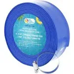 U.S. Pool Supply 1-1/2" x 50' Heavy Duty Blue Swimming Pool Backwash Hose & Clamp, Discharge