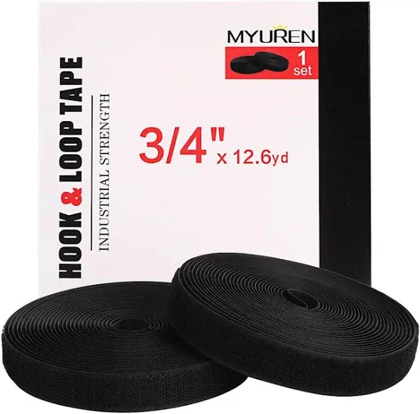 Myuren Sew On Hook &amp; Loop Tape 3&#034; x 5 Yds Non Adhesive Back Nylon Strips 1 Set