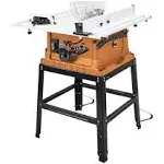 Table Saw 10 Inch, 15A Multifunctional Saw with Stand &amp; Push Stick, 90° Cross Cut &amp; 0-45° Bevel Cut, 5000RPM, Adjustable Blade Height for