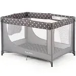 Pamo Babe Portable Enclosed Baby Playpen Crib with Mattress and Carry Bag, Gray, Grey