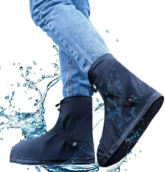 Shoe Covers with Zipper Hard Sole Version Waterproof Shoe Covers Reusable Galoshes for Rainy and Snowy Outdoors Garden etc, Rain Boots for Men Women Kid