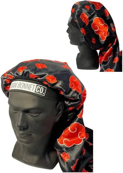 Premium Satin Bonnet for Men Curly Hair, Dreadlock Loc Cap Silk Double Layer Sleeping & Shower Wrap Anime Bonnet Soft Band