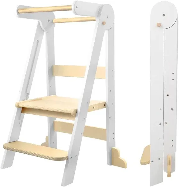 HARPPA Nordi Foldable Toddler Kitchen Tower, Kitchen Stool Helper, Standing Tower with 3 Adjustable Heights, Suitable Age for 1.5-6 Years, Montessori