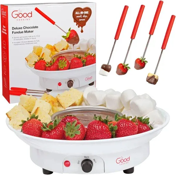 Deluxe Chocolate Fondue Maker Electric Dessert Melting Fountain Pot Good Cooking