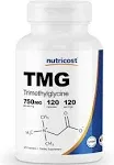 Nutricost TMG (Trimethylglycine) 750mg, 120 Capsules Unflavored 120 Count (Pack of 1)