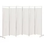 Costway 6-Panel Room Divider Folding Privacy Screen w/Steel Frame Decoration White