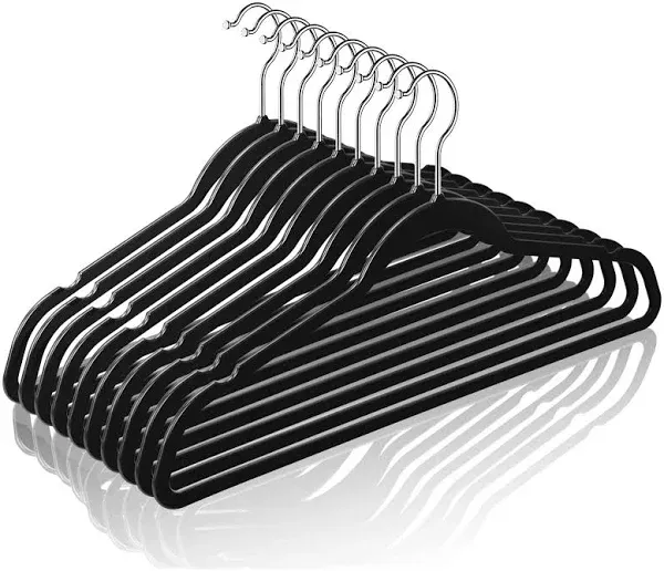 TIMMY Hangers 50 Pack Clothes Hangers, 17.5inch Heavy Duty Pants Hangers Space Saving Non Slip Coat Hanger 360º Swivel Hook, Big Black Hanger