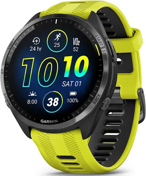 Garmin 010-02809-02 Forerunner 965 Running Smartwatch Amp Yellow and Black | Official USA Partner Model | Bundle with 2 YR CPS Enhanced Protection Pack