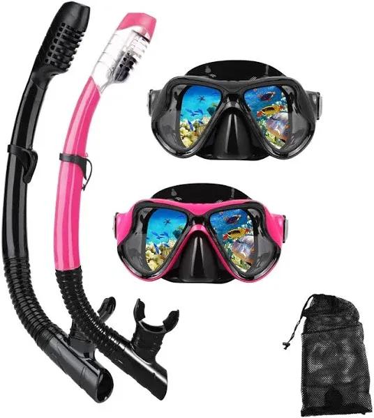 Snorkeling Gear for Adults, Scuba Diving Mask &amp; Dry Snorkel Set, Swim Dive Mask