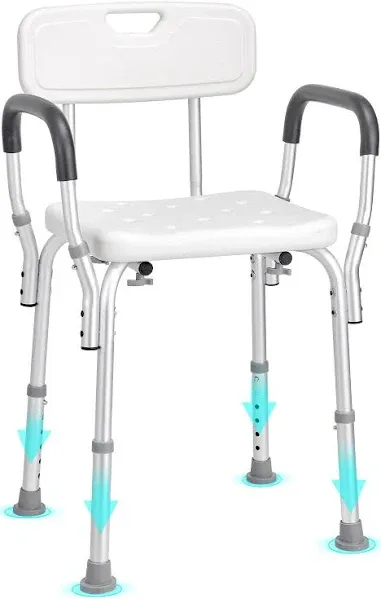 Shower Chair with Back - Shower Seat for inside Shower with Height Adjustable, A