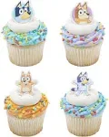 Decopac Bluey So Much Fun Rings 72 Cupcake Decorations Featuring Bluey Bingo Bandit and Chilli 3D Food Safe Cake Toppers