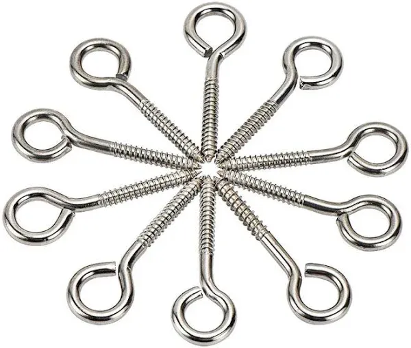 HOME MASTER HARDWARE Eye Hooks Screw 10 Pack,4-7/8 Inch Stainless Steel Eye Bolts Screw in,Heavy Duty Eye Bolt Hooks for Hammock Stand Yoga Indoor Outdoor