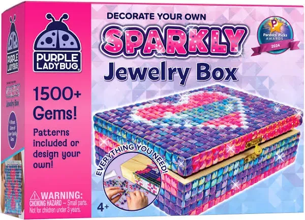 PURPLE LADYBUG DIY Sparkly Girls Jewelry Box For Girls 8-12 Yrs Old - 10 9 8 7 6