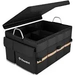 K KNODEL Car Trunk Organizer, Trunk Organizer With Lid, Heavy Duty Collapsible Trunk Storage Organizer for SUV, Truck, Car Cargo Trunk Organizer with Lid (XL, Black)