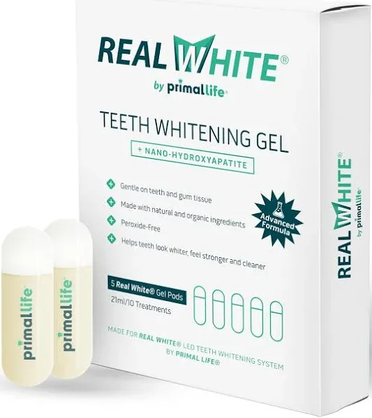 Real White Teeth Whitening Gel Pods - Organic, All-Natural, No Peroxide or Bl...