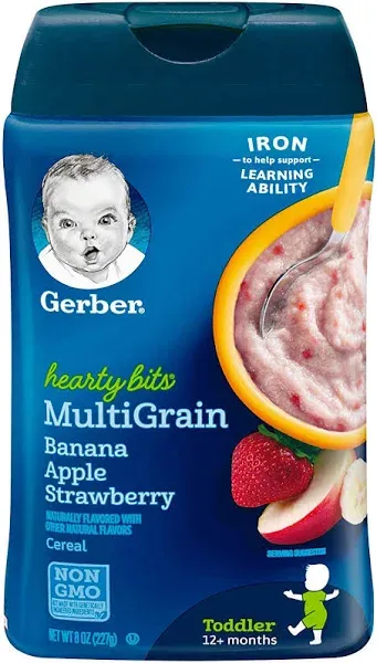 Gerber Baby Cereal Hearty Bits Multigrain Cereal Banana Apple Strawberry