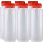 Easy Squeeze Plastic Condiment Bottles with Red Flip Top Cap 8 oz Empty Set 6