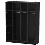 Large Wardrobe Bedroom Armoire Clothes Organizer Cabinet with LED Lights and Glass Doors