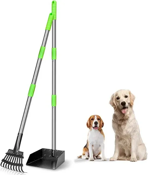 TOOGE Pooper Scooper, Dog Pooper Scooper Long Handle Stainless Metal Tray and...