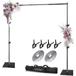 HYJ-INC Pipe and Drape Photography Backdrop Stand Kit Adjustable Photo Background Stand 10ft x 6.5ft with Metal Base for Parties Weddings Birthday