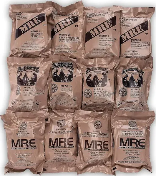 Sopakco 12ct Us Military Surplus Mre Meals Ready To Eat 2021 Inspect A Case Menus 1-12