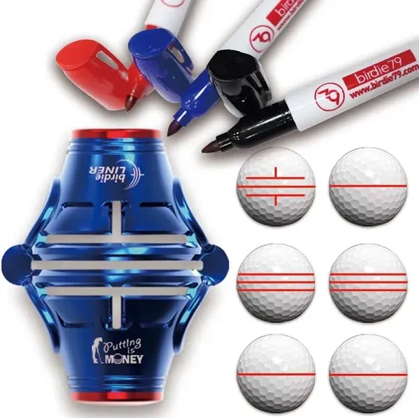 ✔️Premium Quality Birdie Liner Drawing Alignment Tool Kit- 360-Degree Triple-Line Golf Ball Marker Stencil with Luxurious Gift Box Including 3 Marker Pens-Patent Pedning