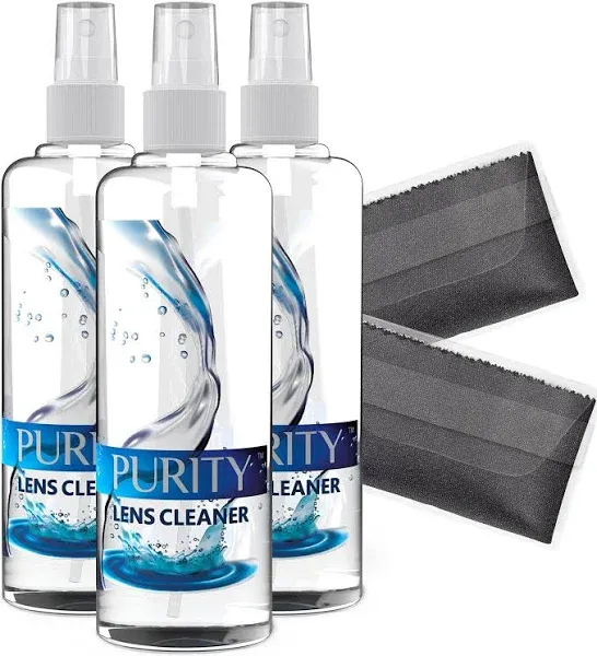 Purity Eyeglass Lens Cleaner Kit - 2 x 8oz and 1 x 2oz Lens Cleaner Spray Bottle