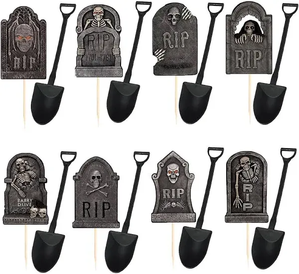 Halloween Cupcake Toppers Cake Decorations Tombstones Graveyard Cupcake Toppe...