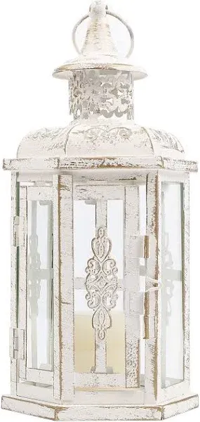 10-Inch Elegant Metal Candle Lantern for Weddings &amp; Outdoor Decor - Floral Theme