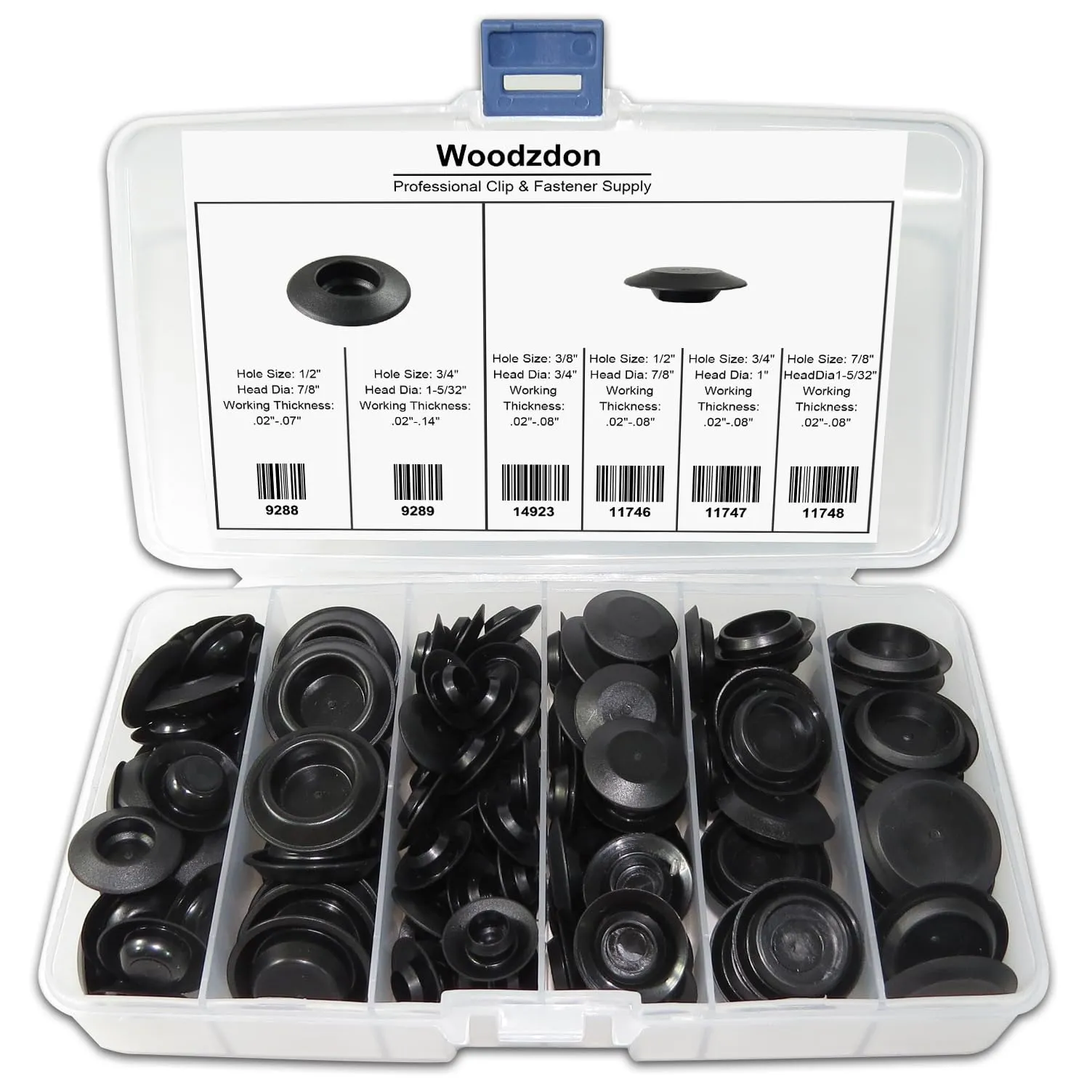 141 Piece Auto Body Black Plastic Plug Button Flush Sheet Metal Plug Assortment