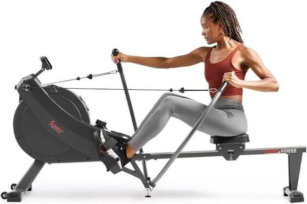 Sunny Health & Fitness Smart Compact Full Motion Rowing Machine, Full-Body Workout, Low-Impact, Extra-Long Rail, 350 LB Weight Capacity and Optional Free SunnyFit® App Enhanced Connectivity